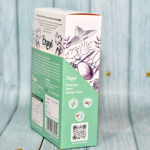 The Chayi Orange Mint Green Tea 75gm packet side 1