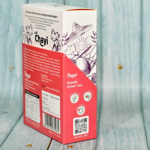 The Chayi Roselle Green Tea 75gm packet side