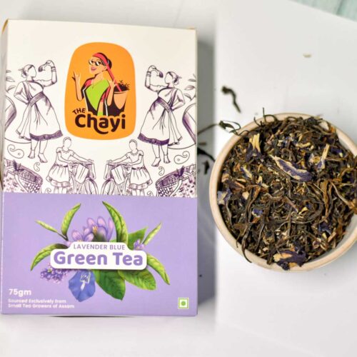 The Chayi Lavender Blue Green Tea 75 gram packet.jpg